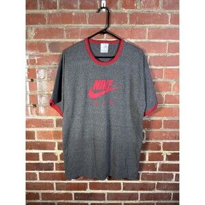 Vintage Y2k Nike Air Shirt Grey Tag Red Print Basic Ringer Style Size Large